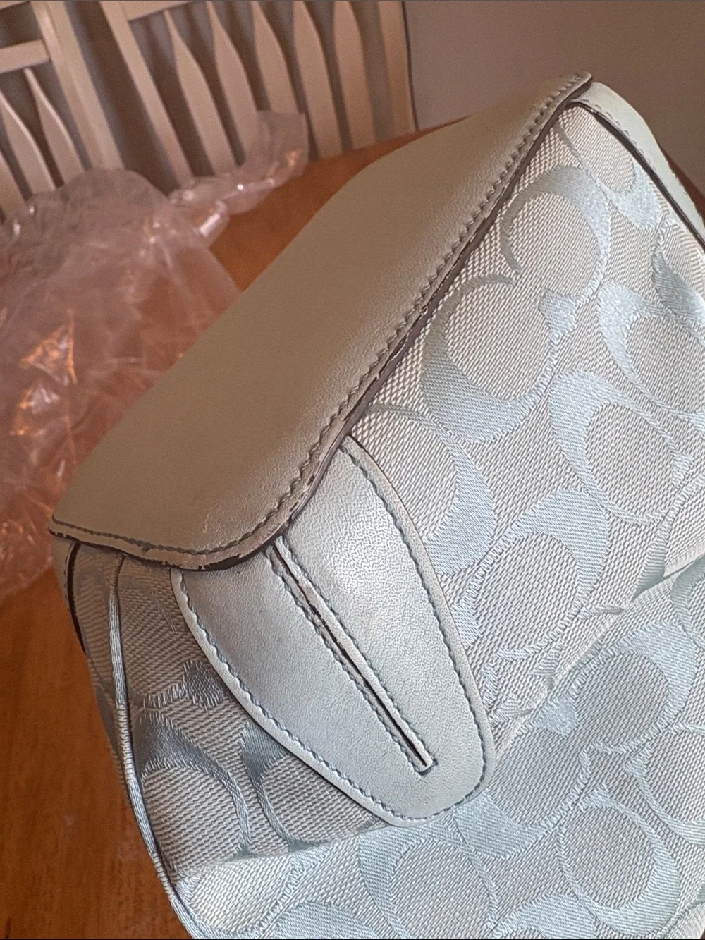 Coach 2006 Light Blue Signature Canvas Shoulder Bag